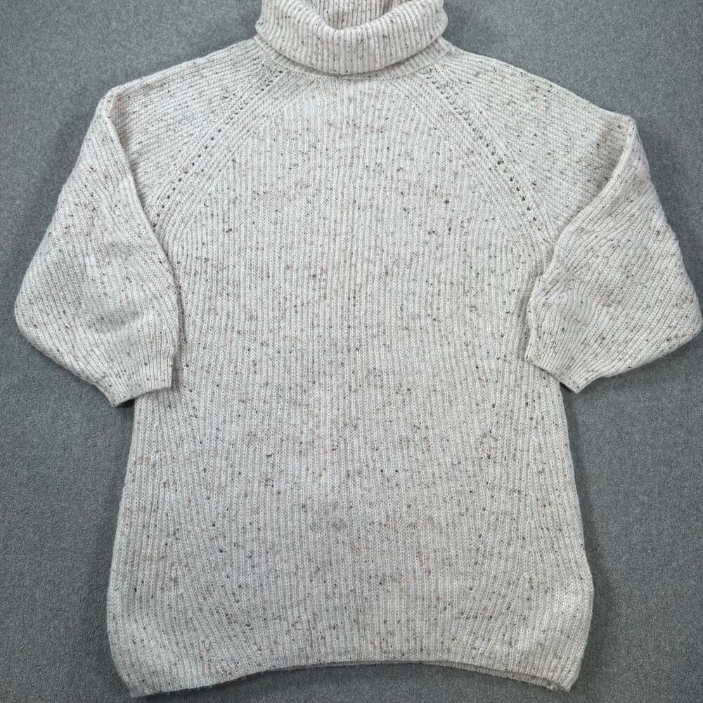Blu Pepper Tunic Sweater Dress Women's Large Turtleneck Chunky Cream Knit